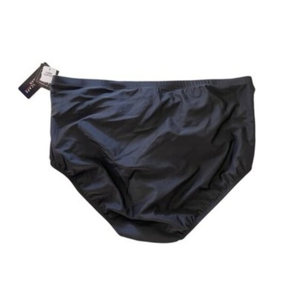 ISLAND ESCAPE Black High Waist Tummy Control Ruched Swim Bottoms Plus Size 22W - Picture 2 of 4